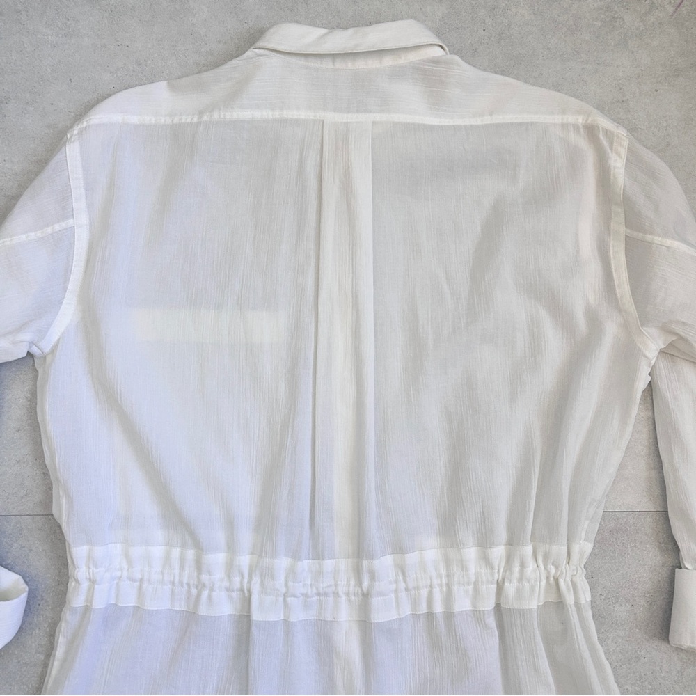 Helmut Lang White Drawstring Waist Button Down Tu… - image 10